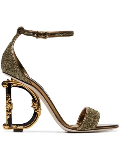 Dolce & Gabbana Keria Embellished Leather Sandals In Gold