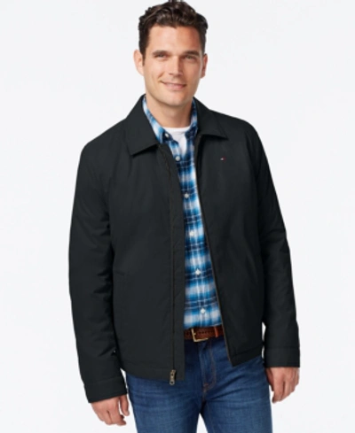 Tommy Hilfiger Men's Classic Front-zip Filled Micro-twill Jacket In Black
