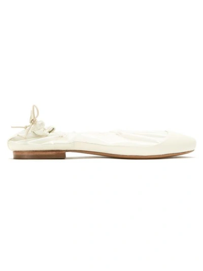 Studio Chofakian Leather Elasticated Ballerinas In White