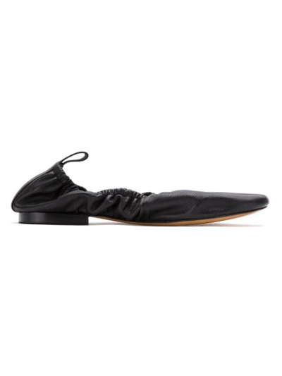 Studio Chofakian Leather Elasticated Ballerinas In Black