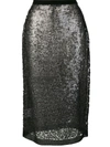 Miu Miu Sequin Straight Skirt - Black