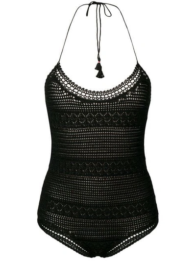 Alanui Chunky Knit Swimsuit In Black