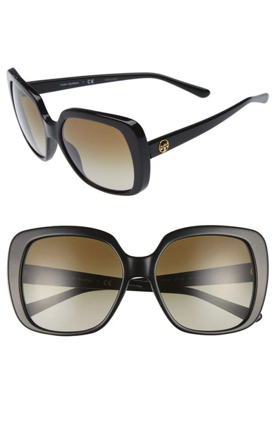 Tory Burch 57mm Gradient Sunglasses In Black