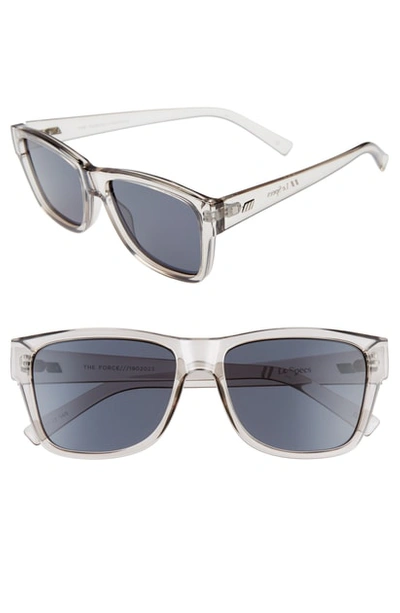 Le Specs The Force 57mm Transparent Square Sunglasses In Transparent Pewter/ Smoke