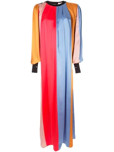 Roksanda Striped Pleated Silk-satin Maxi Dress In Multicolour