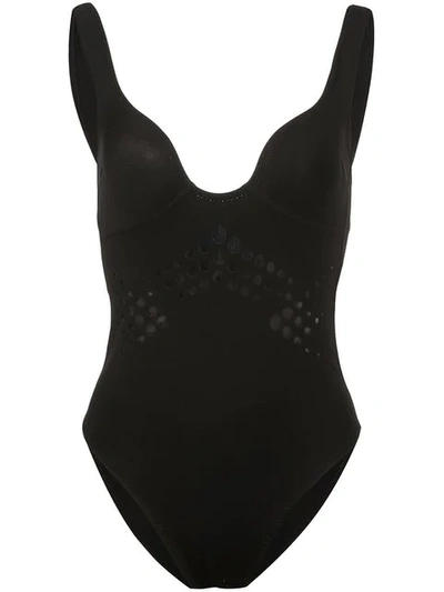 Cynthia Rowley Racy V-neck Swimsuit In Black