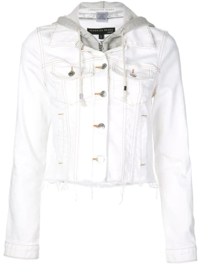 Veronica Beard Cara Jean Jacket With Removable Hoodie Trim In White
