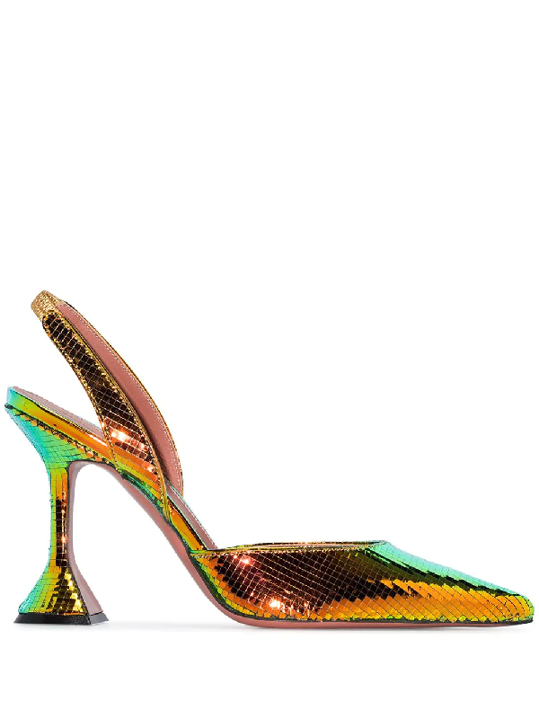 amina muaddi holli metallic slingback pumps