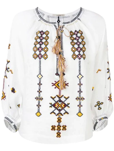 Vita Kin Embroidered Raglan Blouse - White