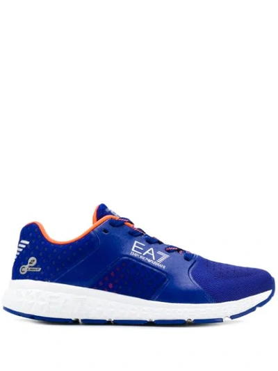 Ea7 Lace-up Logo Sneakers In Blue