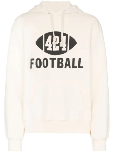 424 Football Logo Hoodie - Neutrals In White