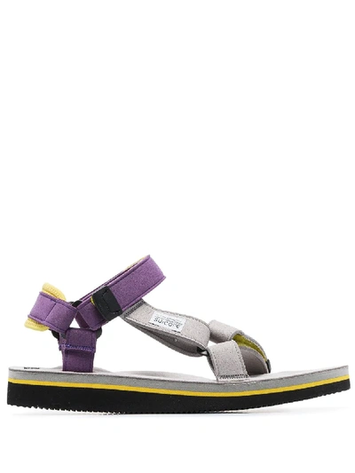 Suicoke Grey And Purple Depa Strap Sandals