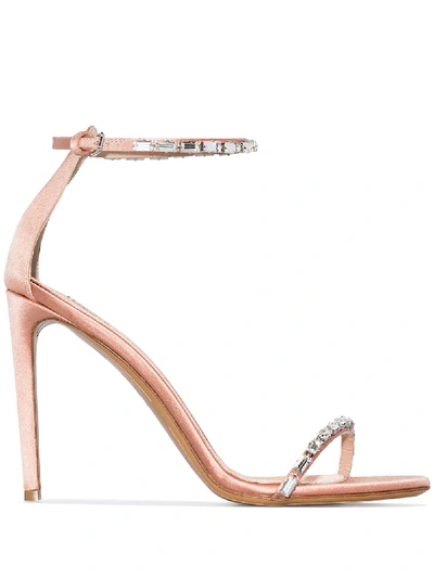 Alexandre Vauthier 100mm Carla Embellished Satin Sandals In Brown