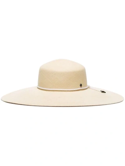Maison Michel Cream Nat Shoelace-detail Straw Hat In Neutrals