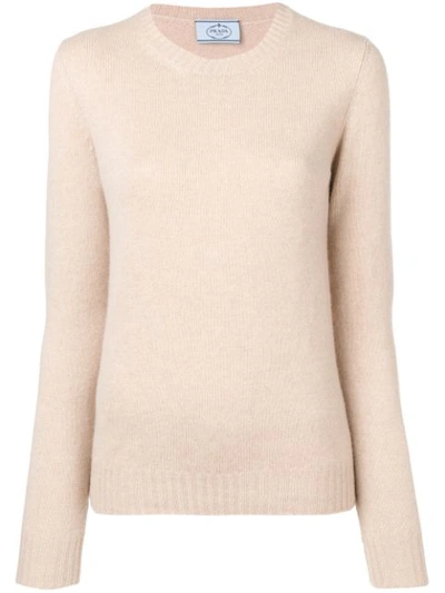 Prada Cashmere Cut Out Detailed Sweater In Neutrals