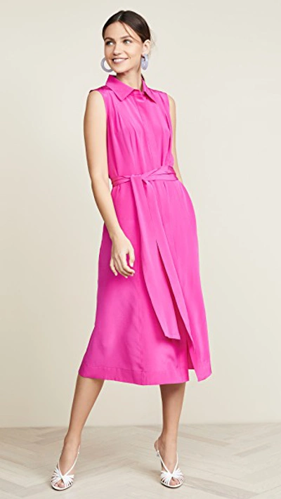 Diane Von Furstenberg Demi Sleeveless Silk Shirtdress In Ribbon Pink
