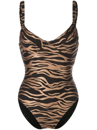 Cynthia Rowley Zebra Sandi Swimsuit In Gold