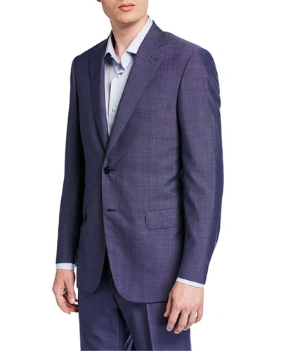Brioni Men's Tic-pattern Wool Two-piece Suit In Blue