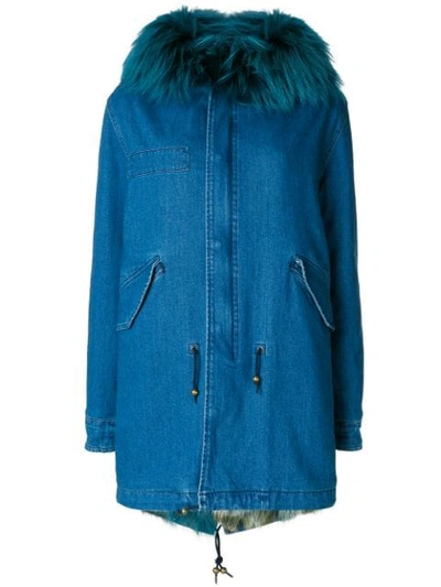 Mr & Mrs Italy Fur Trimmed Denim Parka - Blue