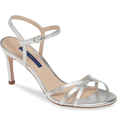 Stuart Weitzman Women's Starla 80 Metallic High-heel Sandals In Silver Metallic Nappa