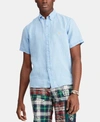 Polo Ralph Lauren Short-sleeve Linen Classic Fit Button-down Shirt In Riviera Blue