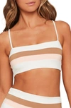 L*space Rebel Stripe Bikini Top In Cream/ Camel/ Desert Rose