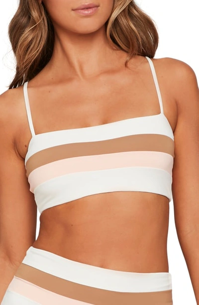 L*space Rebel Stripe Bikini Top In Cream/ Camel/ Desert Rose