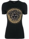 Versace Medusa Embellished T-shirt In Black