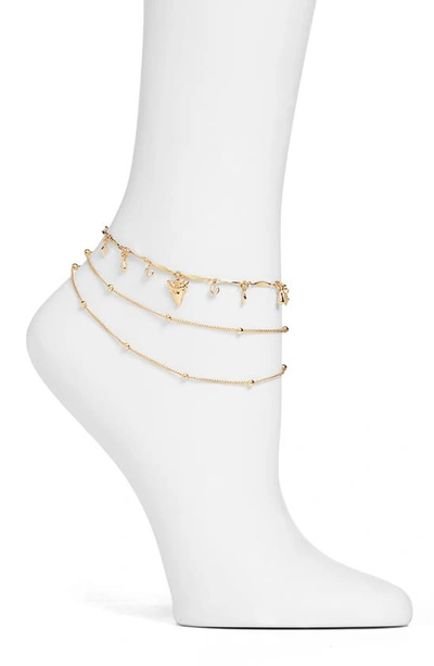 Ettika Shark Tooth Anklet In Gold