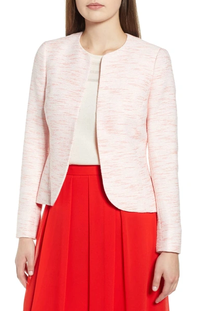 Anne Klein Etched Tweed Short Jacket In Cherry Blossom/ Anne White