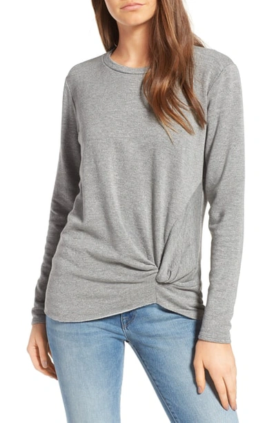 Stateside Front Twist Fleece Sweatshirt In Heather Grey