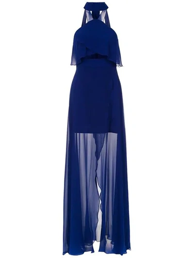 Tufi Duek Long Silk Dress In Blue