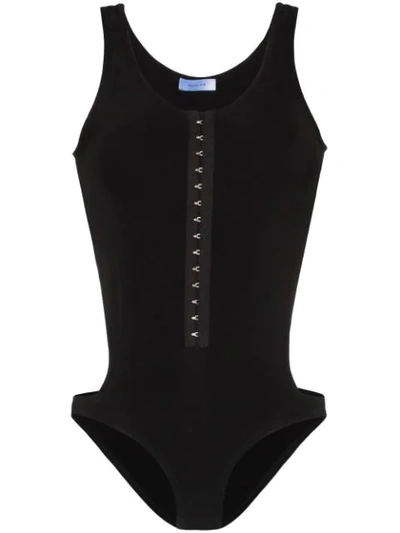 Mugler Cut-out Bodysuit In Black