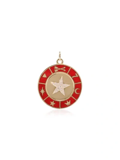 Foundrae 18k Yellow Gold Star Symbol Wheel Large Diamond Medallion Charm