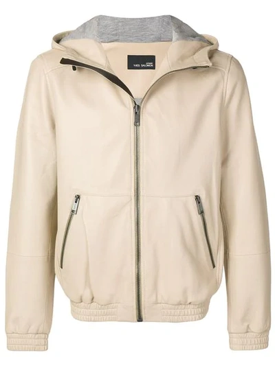 Yves Salomon Hooded Leather Jacket In Neutrals