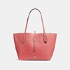 Coach Market Tote In Bright Coral/silver