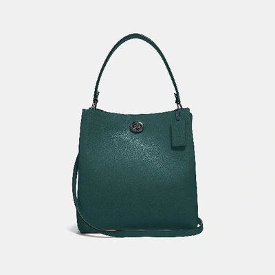 Coach Charlie Bucket Bag In Dark Turquoise/gunmetal