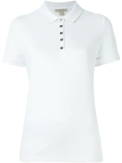 Burberry Slim-fit Polo Shirt With Check Trim, White
