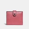 Coach Small Trifold Wallet In Bright Coral/pewter