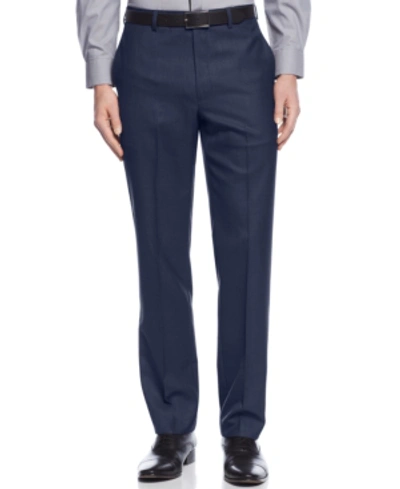 Calvin Klein Men's Slim-fit Stretch Blue/charcoal Birdseye Suit Pants In Navy
