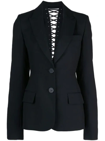 Vera Wang Lace Up Back Detail Blazer In Black