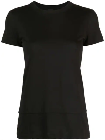 Vera Wang Double Layer T-shirt In Black