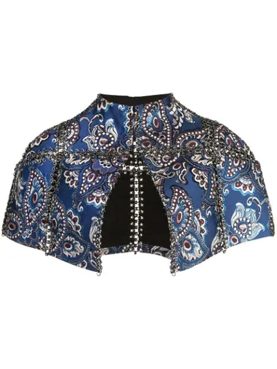 Vera Wang Chain Embroidered Shawl In Blue
