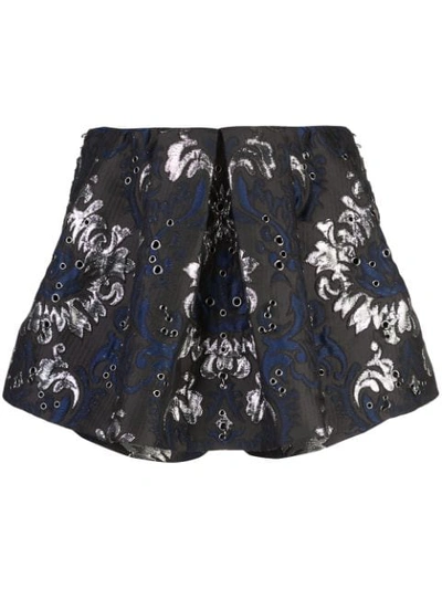 Vera Wang Grommeted Embroidered Shorts In Brown