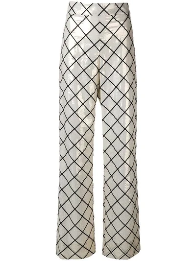 Genny Geometric Printed Trousers In Neutrals