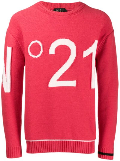 N°21 Logo Intarsia Jumper In Red