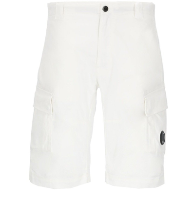 C.p. Company Logo-patch Cargo Shorts In White