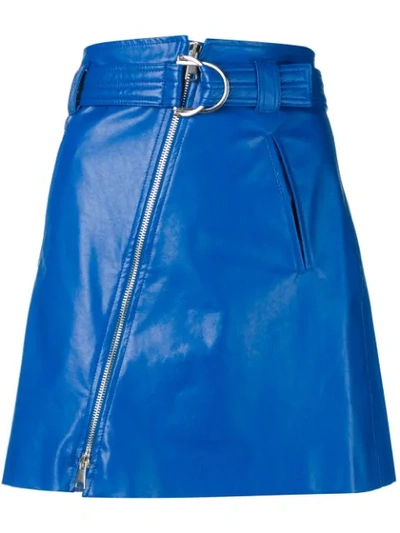 Pinko Faux Leather Mini Skirt In Blue