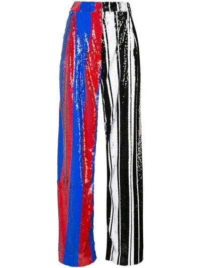 Halpern Striped Sequined Trousers In Multicolour