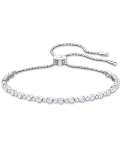 Swarovski Silver-tone Crystal Slider Bracelet In White